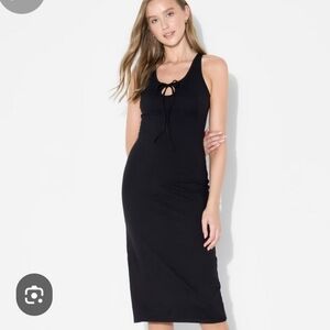 Black Sleeveless Tie-Front Midi Dress Sz L